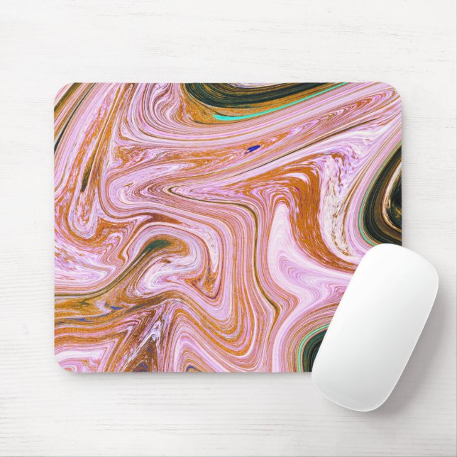 Pink and Orange Marble Mouse Pad (With Mouse)