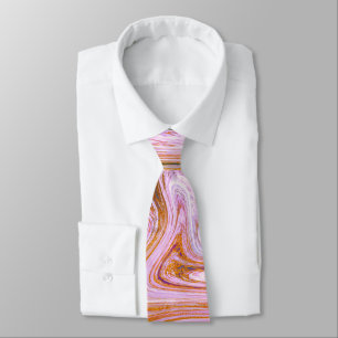 Pink and Orange Marble Neck Tie