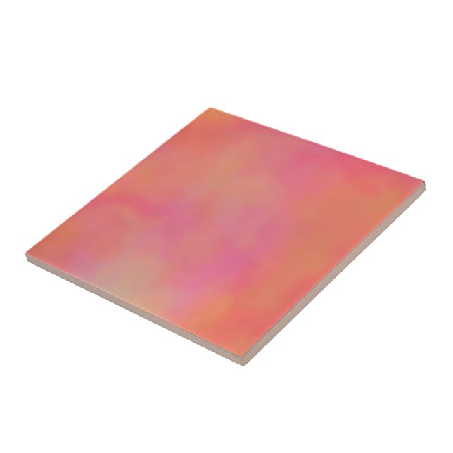 Pink and Orange Marrbled Cloud abstract Ceramic Tile (Side)