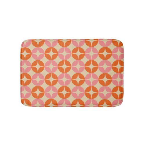 Pink and Orange Mid Century Mod Geometric Pattern Bath Mat