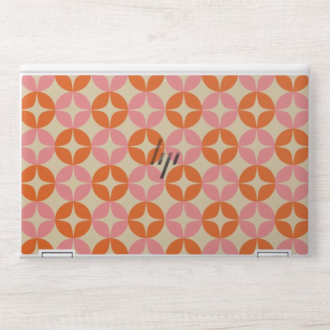 Pink and Orange Mid Century Mod Geometric Pattern HP Laptop Skin (Front)