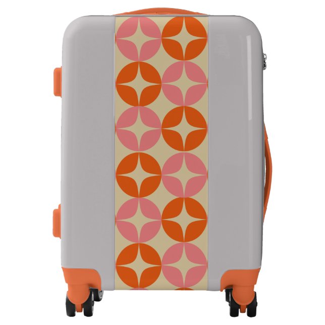 Pink and Orange Mid Century Mod Geometric Pattern Luggage (Front)