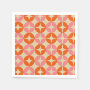 Pink and Orange Mid Century Mod Geometric Pattern Napkins