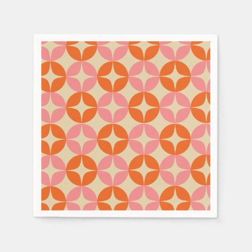 Pink and Orange Mid Century Mod Geometric Pattern Napkins