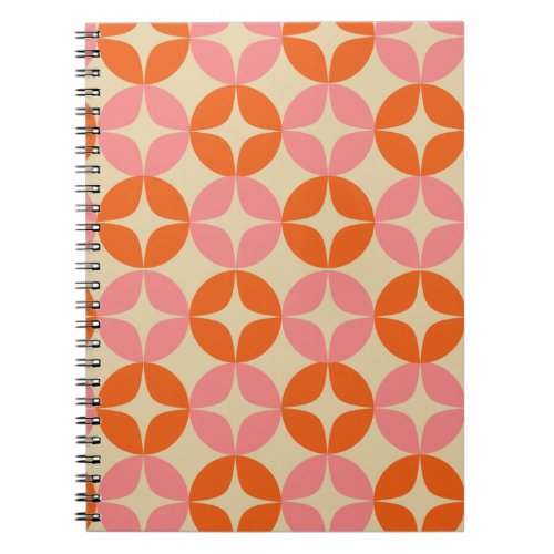 Pink and Orange Mid Century Mod Geometric Pattern Notebook