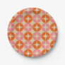 Pink and Orange Mid Century Mod Geometric Pattern Paper Plates