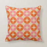 Pink and Orange Mid Century Mod Geometric Pattern Throw Pillow<br><div class="desc">A colorful groovy 1960s style mid century modern geometric shapes pattern in bright pink and orange.</div>