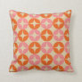 Pink and Orange Mid Century Mod Geometric Pattern Throw Pillow
