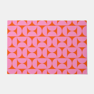 Pink And Orange Mid Century Modern Pattern Doormat