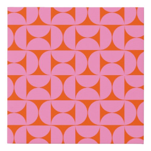 Pink And Orange Mid Century Modern Pattern Faux Canvas Print