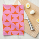 Pink And Orange Mid Century Modern Pattern Kitchen Towel<br><div class="desc">Retro Mid Century Modern Pattern – Abstract Geometric Shapes – Cute and Minimalist Geometric Pattern in pink and orange.</div>