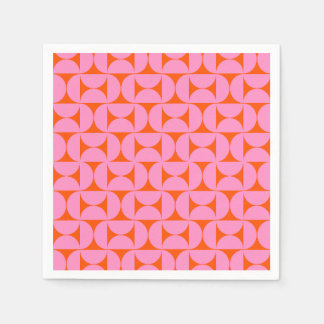 Pink And Orange Mid Century Modern Pattern Napkins