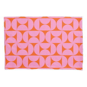 Pink And Orange Mid Century Modern Pattern Pillow Case