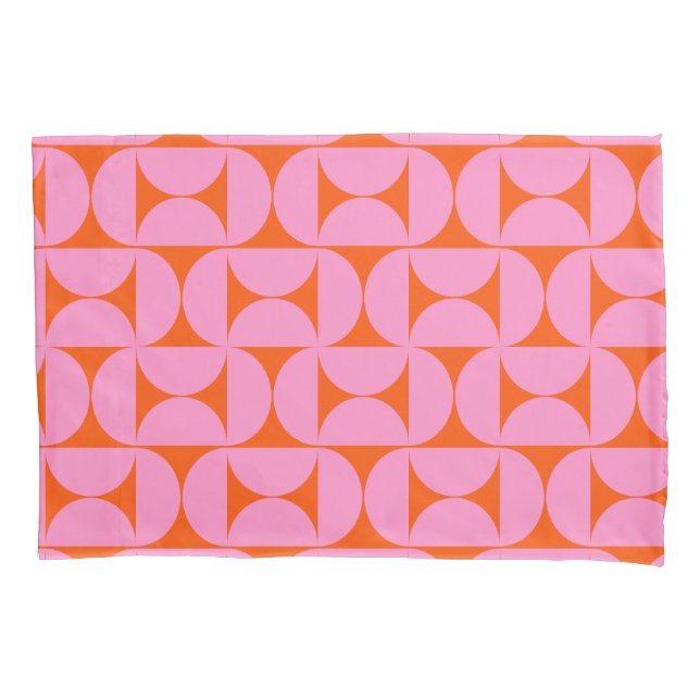 Pink And Orange Mid Century Modern Pattern Pillow Case (Front)