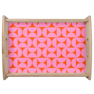 Pink And Orange Mid Century Modern Pattern Serving Tray