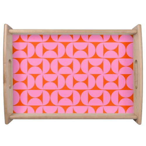 Pink And Orange Mid Century Modern Pattern Serving Tray