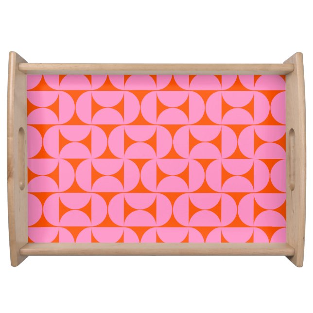Pink And Orange Mid Century Modern Pattern Serving Tray (Front)