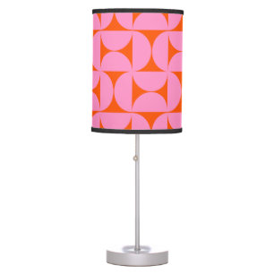 Pink And Orange Mid Century Modern Pattern Table Lamp