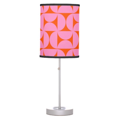 Pink And Orange Mid Century Modern Pattern Table Lamp