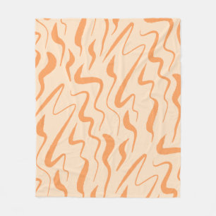 Pink And Orange Mid Century Organic Wavy Strokes P Fleece Blanket