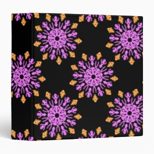 Pink and orange neon flower 3 ring binder