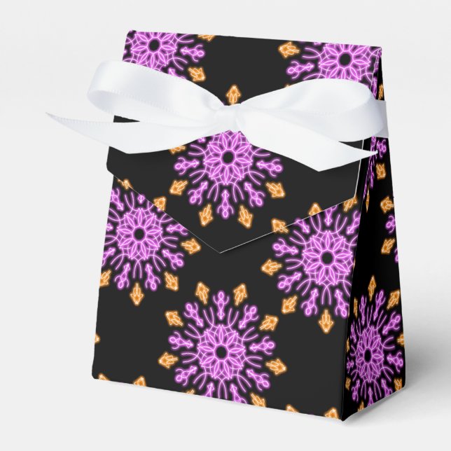 Pink and orange neon flower favor boxes (Front Side)