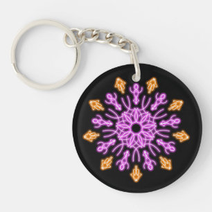 Pink and orange neon flower keychain