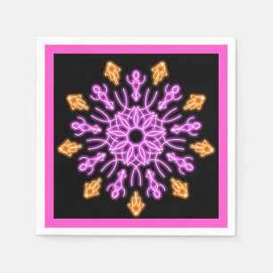 Pink and orange neon flower napkins