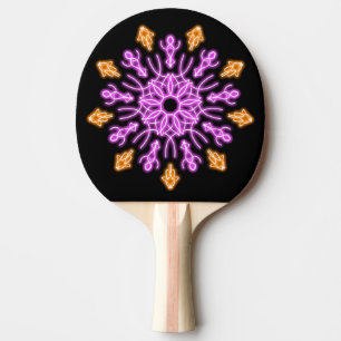 Pink and orange neon flower Ping-Pong paddle
