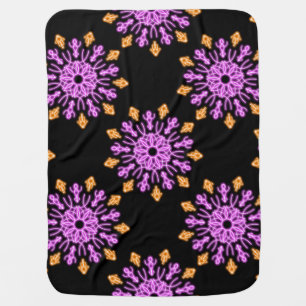 Pink and orange neon flower receiving blanket