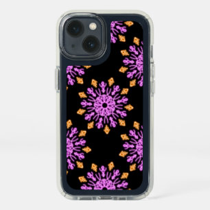 Pink and orange neon flower speck iPhone case