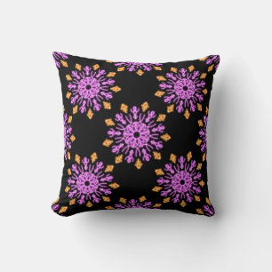 Pink and orange neon flower throw pillow