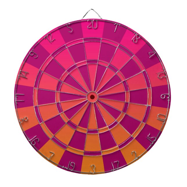 Pink And Orange Ombre Dartboard With Darts (Front)