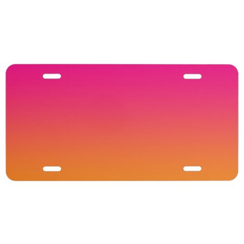 Pink And Orange Ombre License Plate