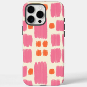 Pink and Orange painted shapes on a Cream backgrou iPhone 16 Pro Max Case