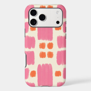Pink and Orange painted shapes on Cream iPhone 17 Pro Max Case
