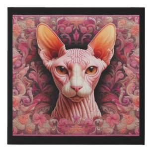 Pink and Orange Paisley Sphynx Canvas Art