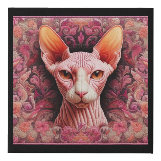 Pink and Orange Paisley Sphynx Canvas Art (Front)