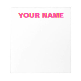 Pink and Orange Personalized Name Notepad