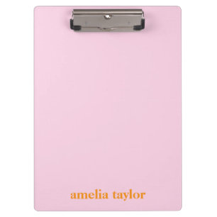 Pink And Orange Personalized Teacher Name Clipboard