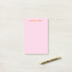 Pink And Orange Personalized Teacher Name Post-it Notes