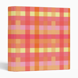 Pink and orange plaid 3 ring binder