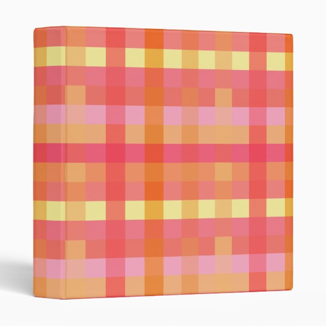 Pink and orange plaid 3 ring binder (Front/Spine)