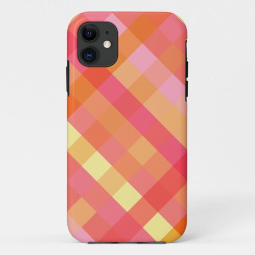 Pink and orange plaid iPhone 11 case