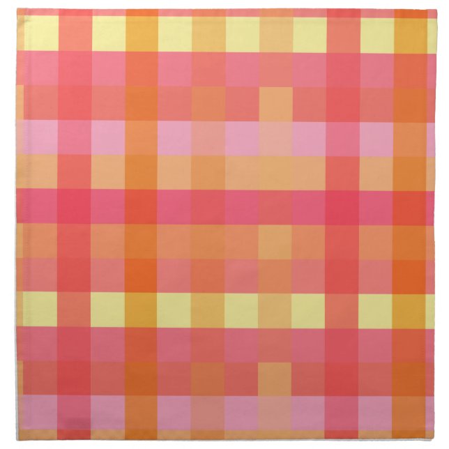 Pink and orange plaid cloth napkin (Front)
