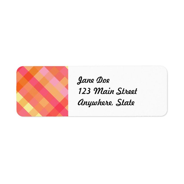 Pink and orange plaid label (Front)
