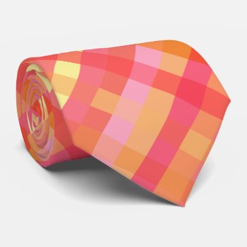 Pink And Orange Plaid Tie by Floridity at Zazzle