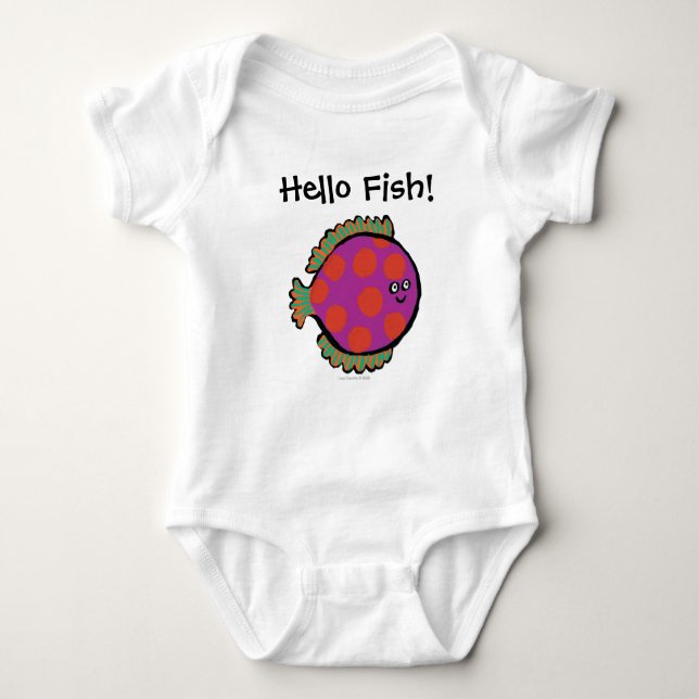 Pink and Orange Polka-Dot Fish Baby Bodysuit (Front)