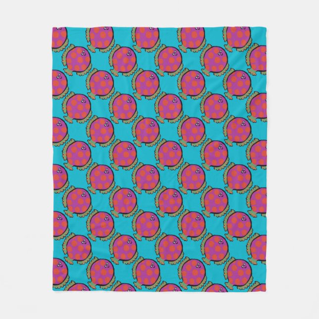 Pink and Orange Polka-Dot Fish Fleece Blanket (Front)