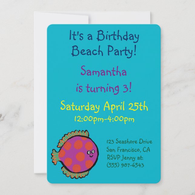 Pink and Orange Polka-Dot Fish Invitation (Front)